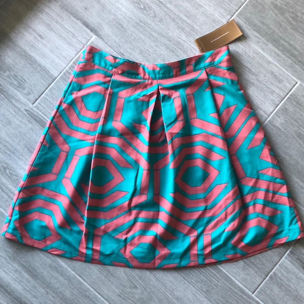 Francesca's coral and teal skirt